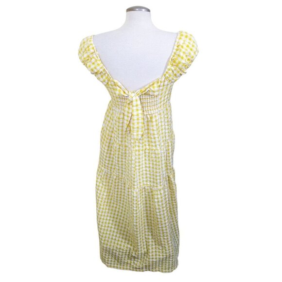 Old Navy Womens M Fit Flare Tiered Seersucker All Day Yellow Gingham Maxi Dress - Picture 6 of 12